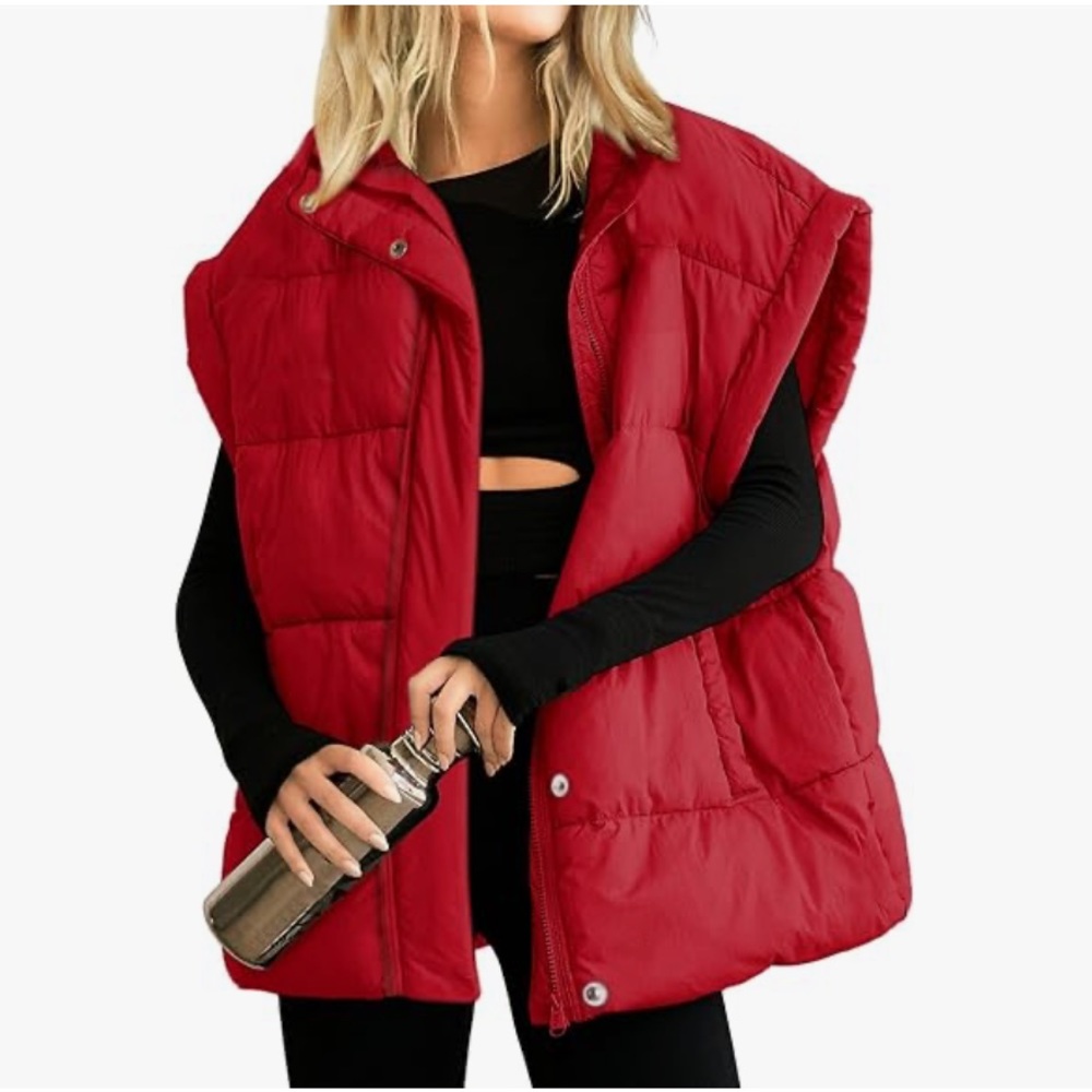 Red Oversized Puffer Vest